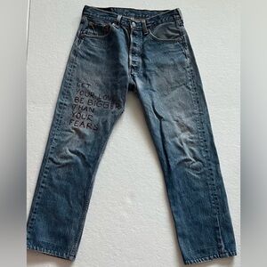 Vintage Hand Painted Levi’s “Let Your Love Be Bigger Than Your Fears”